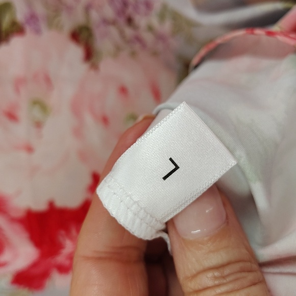 Floral Shirt Sleeve Blouse Size Large Mix Material Stripe Collar And Sleeve - Picture 4 of 5